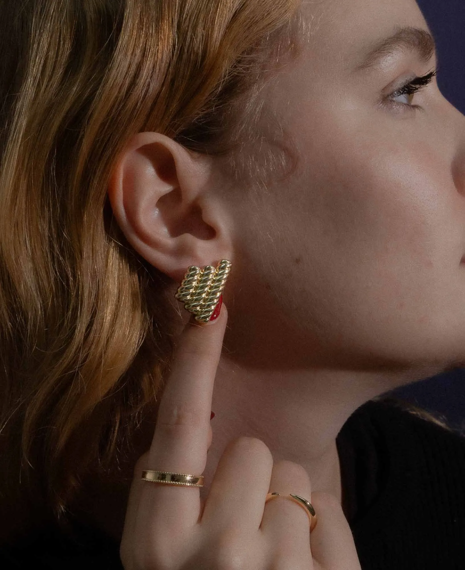 Catherine Rope Textured Gold Clip Earrings