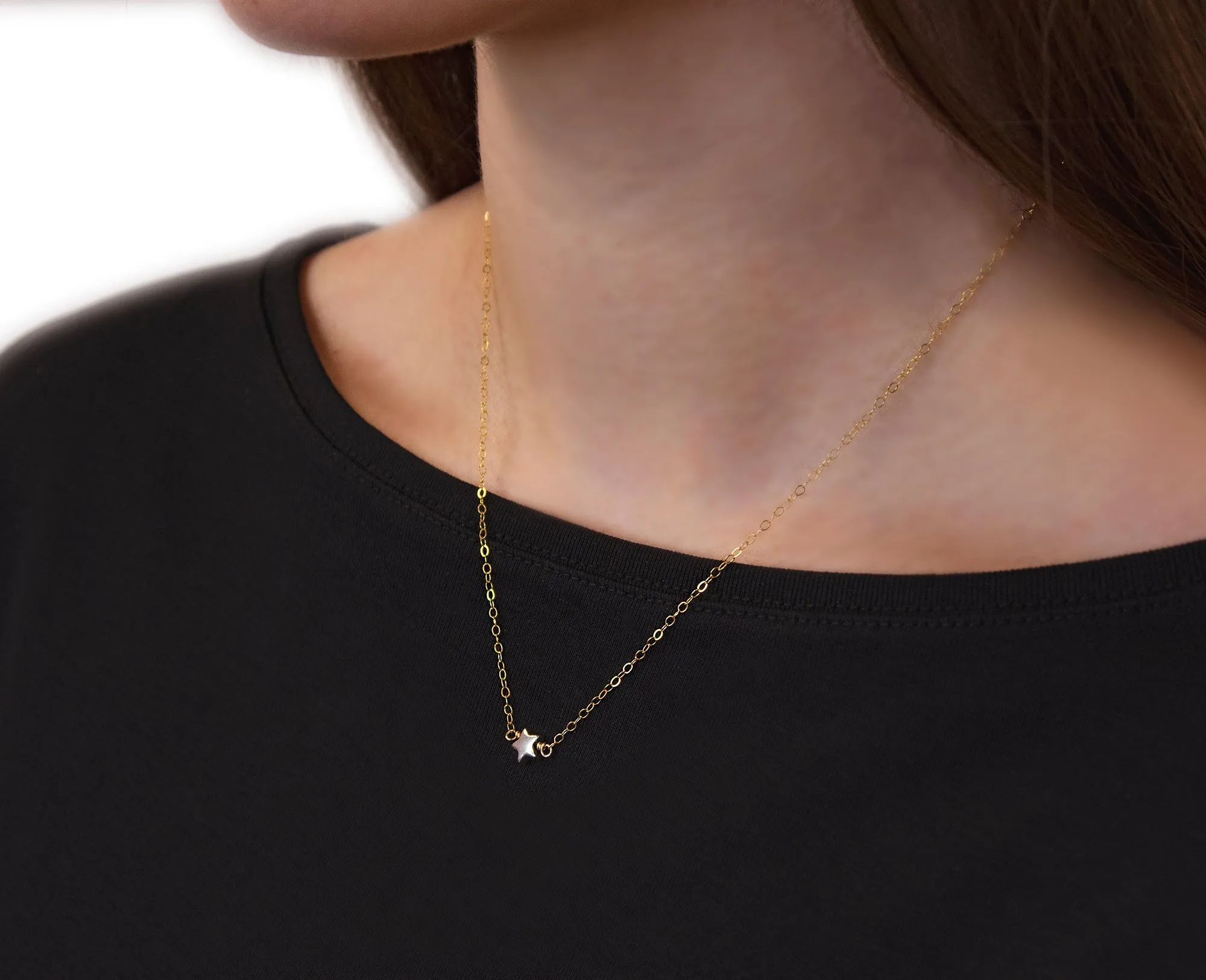 celeste tiny star necklace, two-tone
