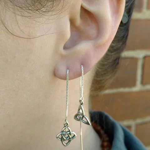 Celtic Threader Earrings in Silver