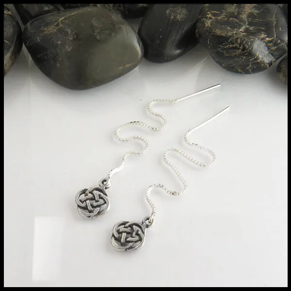 Celtic Threader Earrings in Silver