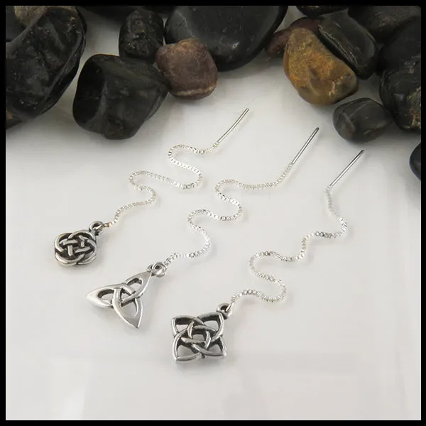 Celtic Threader Earrings in Silver