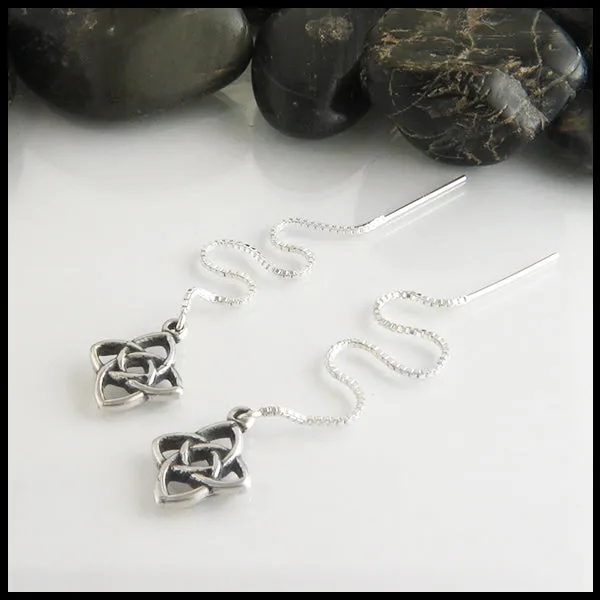 Celtic Threader Earrings in Silver