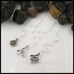 Celtic Threader Earrings in Silver