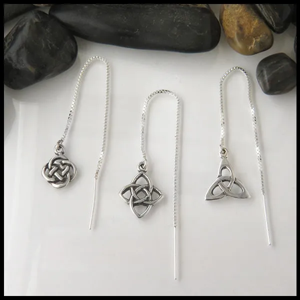 Celtic Threader Earrings in Silver