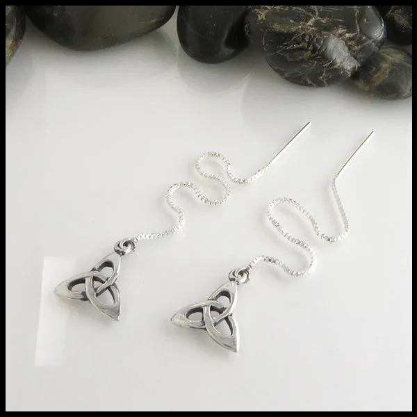 Celtic Threader Earrings in Silver