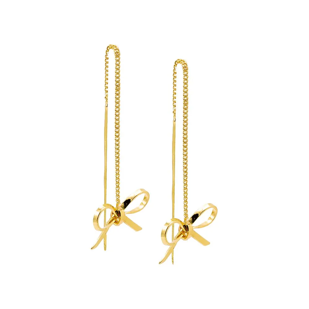 Chain Bow Tie Front Back Threader Earring