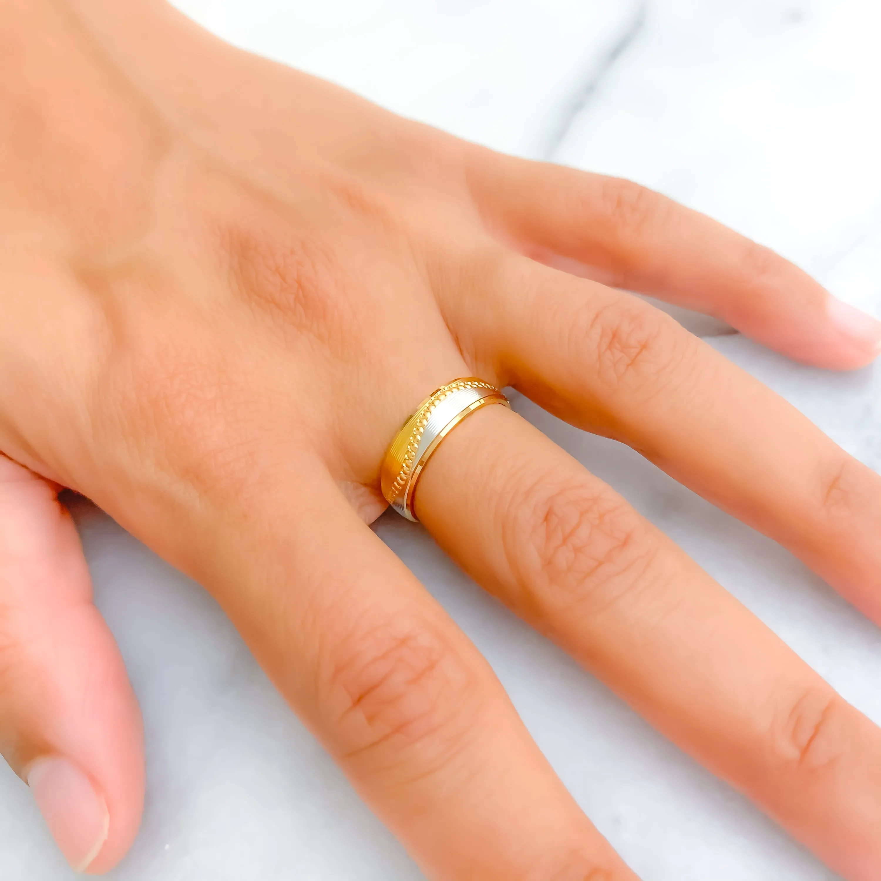 Charming Two - Tone 21k Gold Band