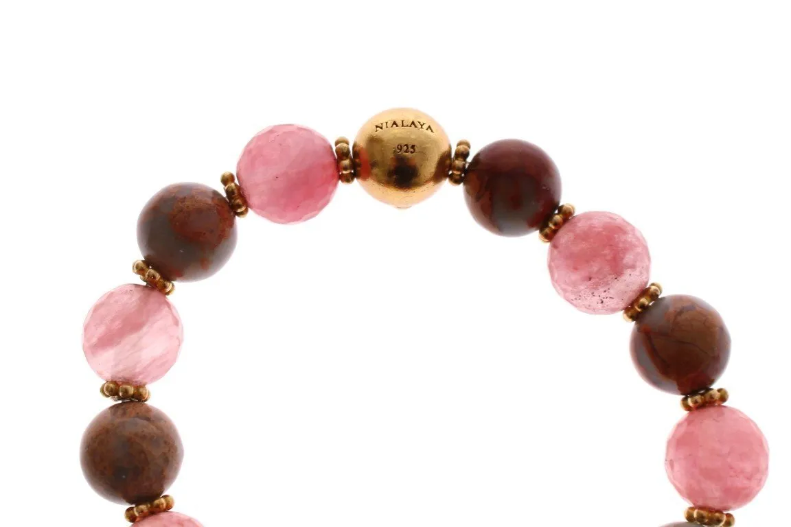 Cherry Quartz 18k Gold Silver Bracelet