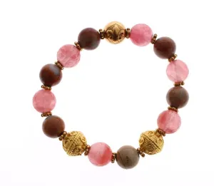 Cherry Quartz 18k Gold Silver Bracelet
