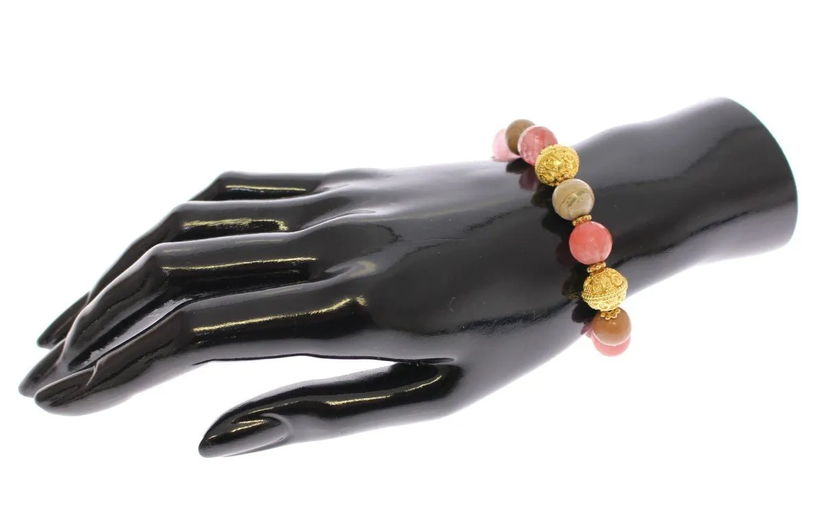 Cherry Quartz 18k Gold Silver Bracelet