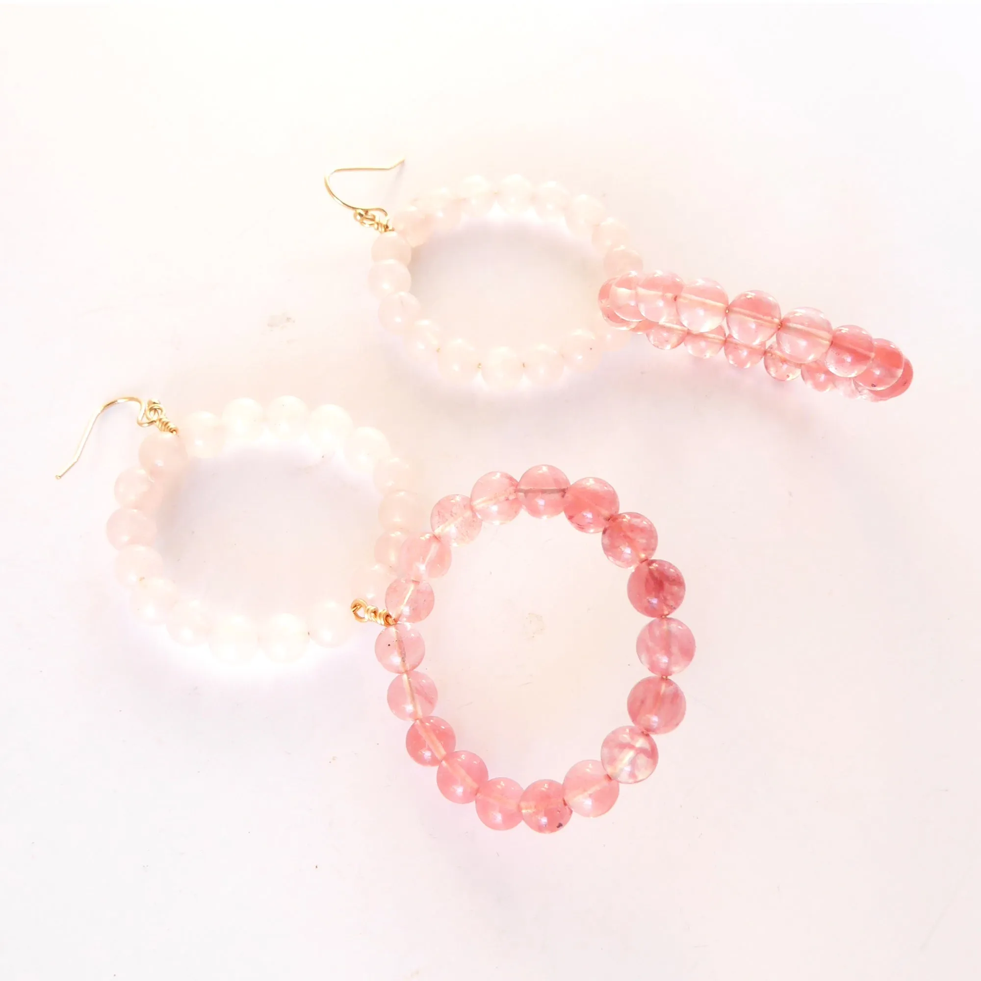 Cherry quartz circle earrings