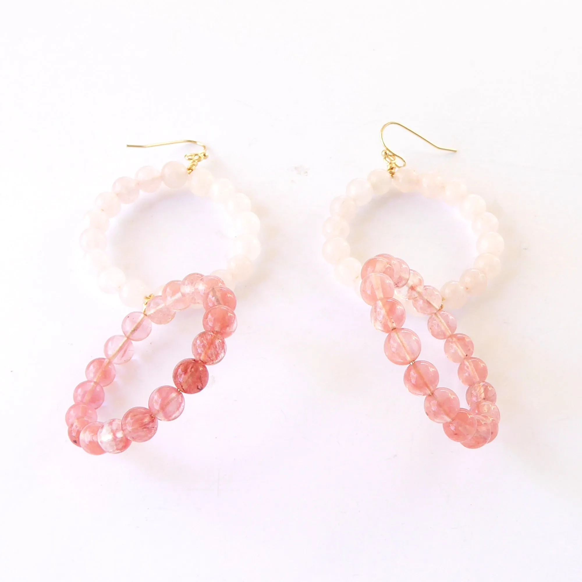 Cherry quartz circle earrings