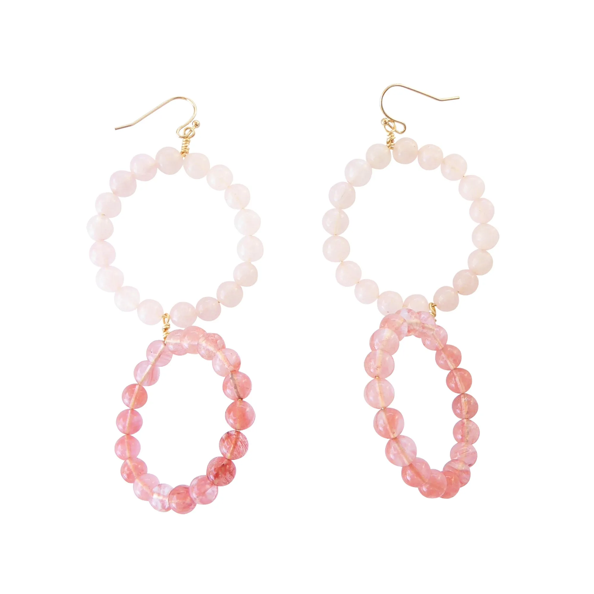 Cherry quartz circle earrings