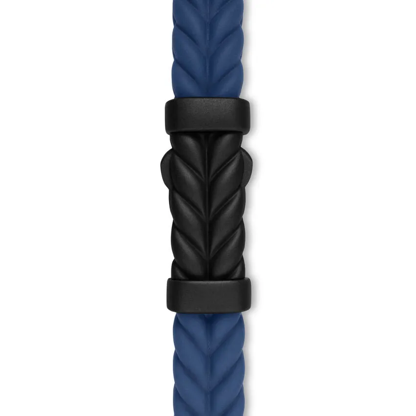 Chevron Bracelet in Blue Rubber with Black Titanium, 6mm, Size Medium