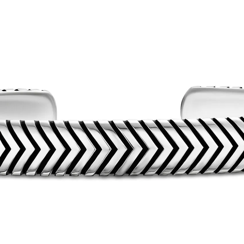 Chevron Cuff Bracelet in Sterling Silver, 8mm, Size Medium