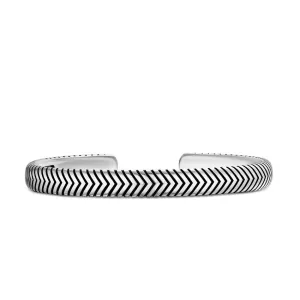 Chevron Cuff Bracelet in Sterling Silver, 8mm, Size Medium