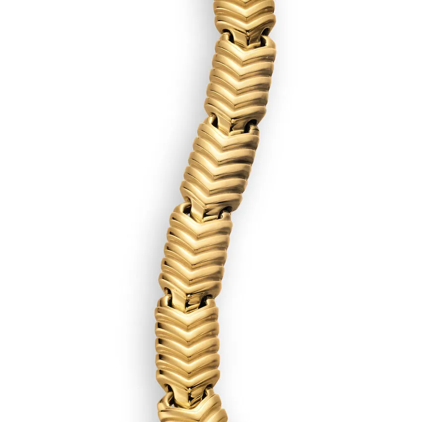 Chevron Link Bracelet in 18K Yellow Gold, 7.6mm, Size Medium