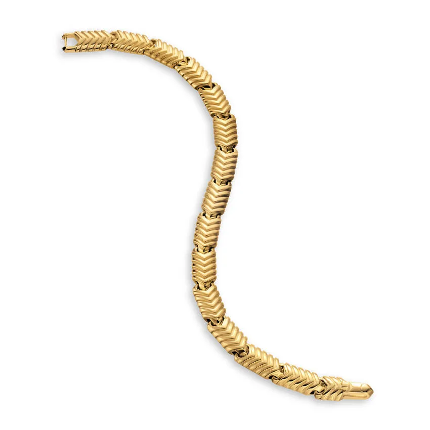 Chevron Link Bracelet in 18K Yellow Gold, 7.6mm, Size Medium