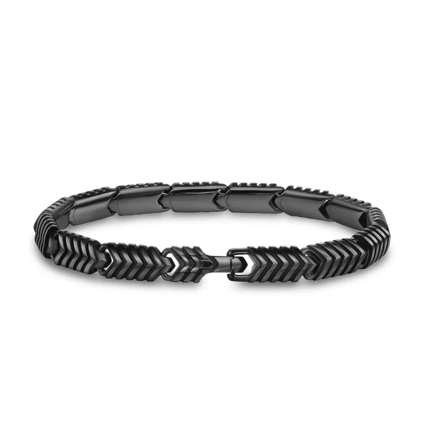 Chevron Link Bracelet in Black Titanium, 7.6mm, Size Medium