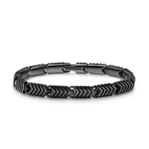 Chevron Link Bracelet in Black Titanium, 7.6mm, Size Medium