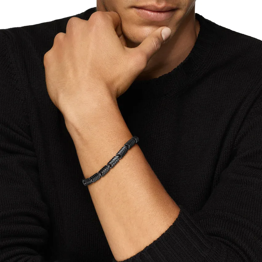 Chevron Link Bracelet in Black Titanium, 7.6mm, Size Medium