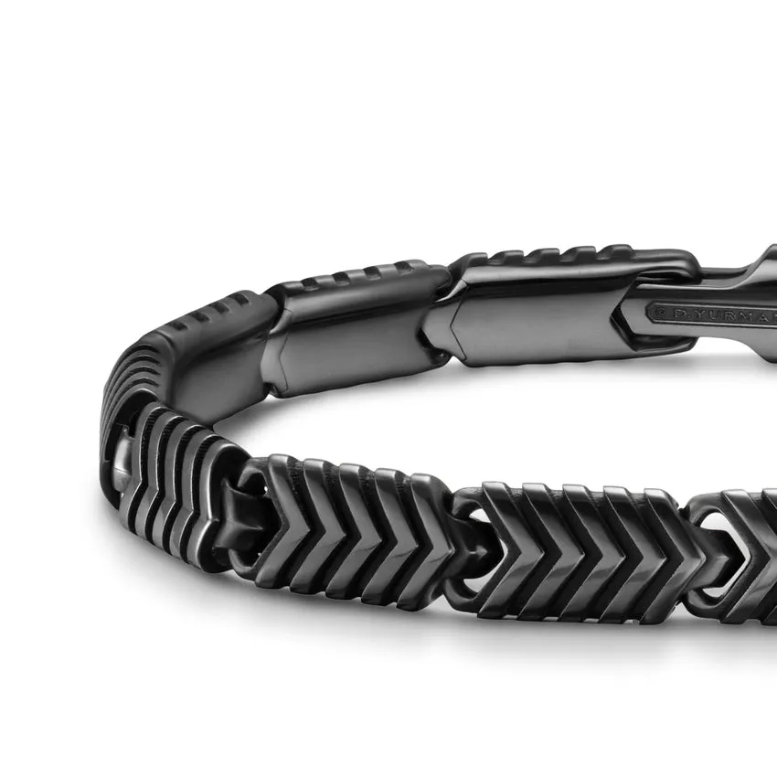 Chevron Link Bracelet in Black Titanium, 7.6mm, Size Medium