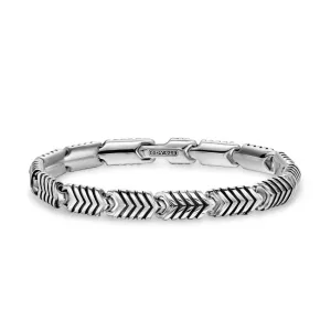 Chevron Link Bracelet in Sterling Silver, 7.6mm, Size Large