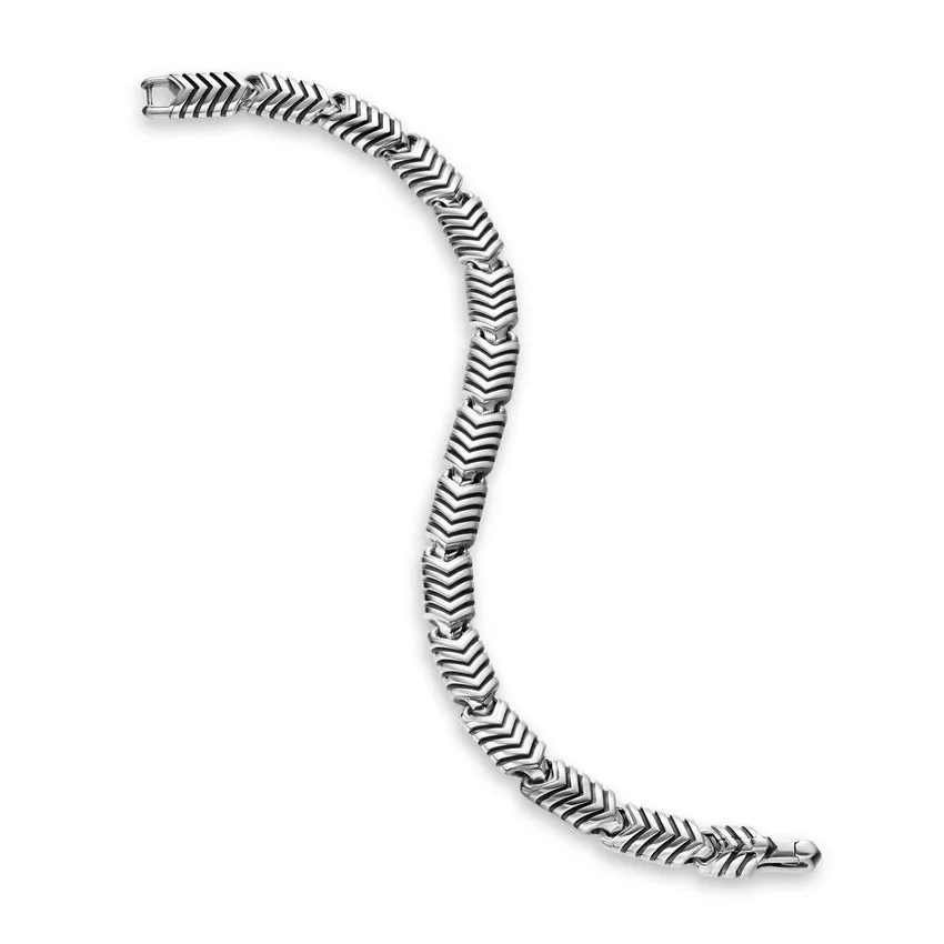 Chevron Link Bracelet in Sterling Silver, 7.6mm, Size Small