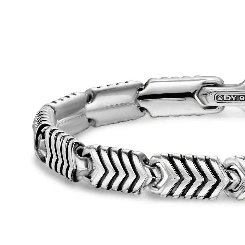 Chevron Link Bracelet in Sterling Silver, 7.6mm, Size Small