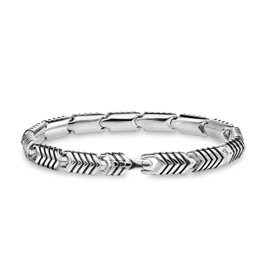 Chevron Link Bracelet in Sterling Silver, 7.6mm, Size Small