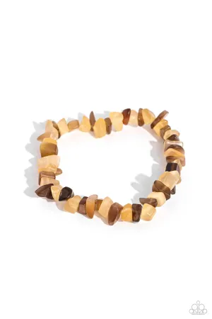 Chiseled Cameo - Brown - Pebble Stone Paparazzi Stretchy Bracelet