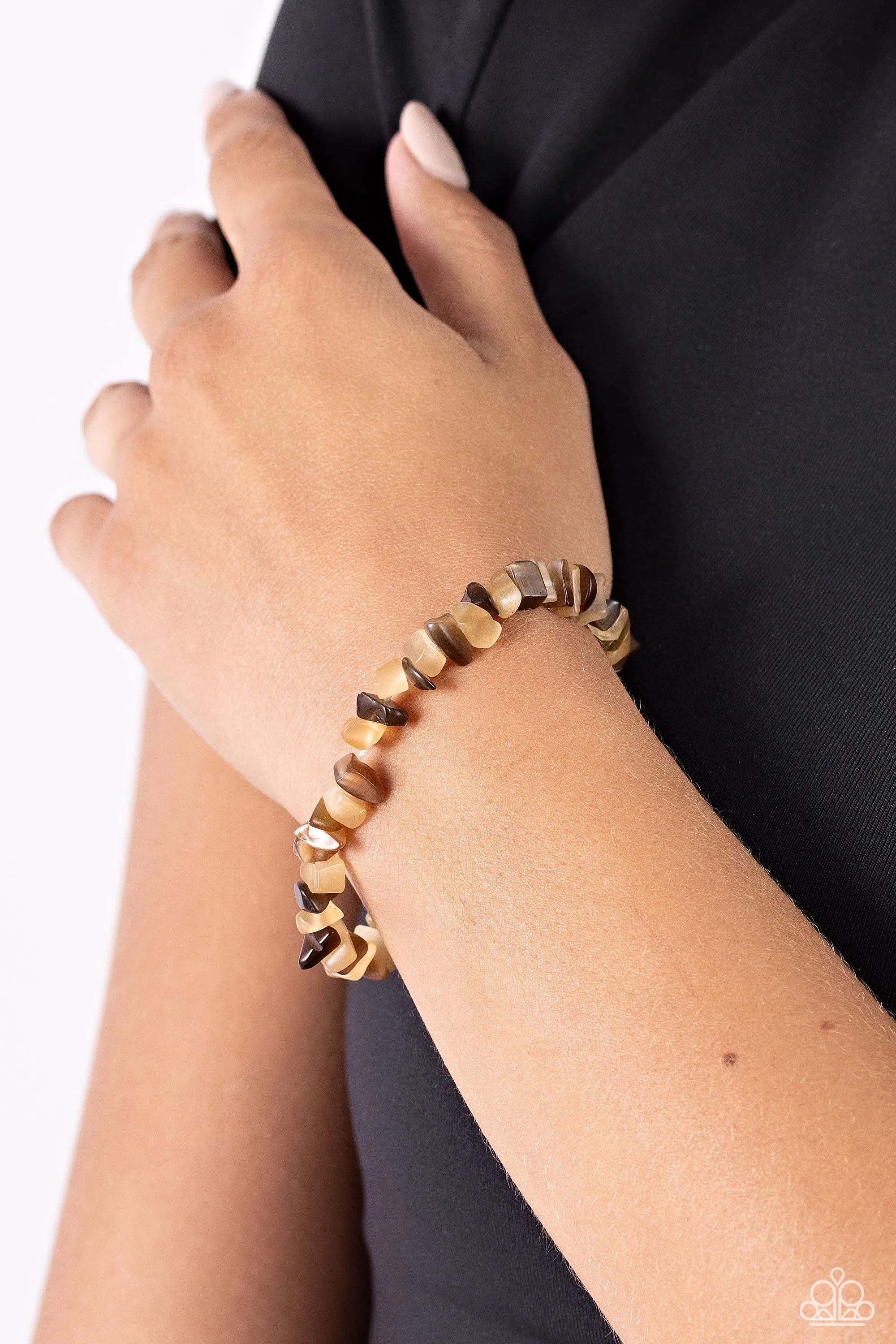 Chiseled Cameo - Brown - Pebble Stone Paparazzi Stretchy Bracelet