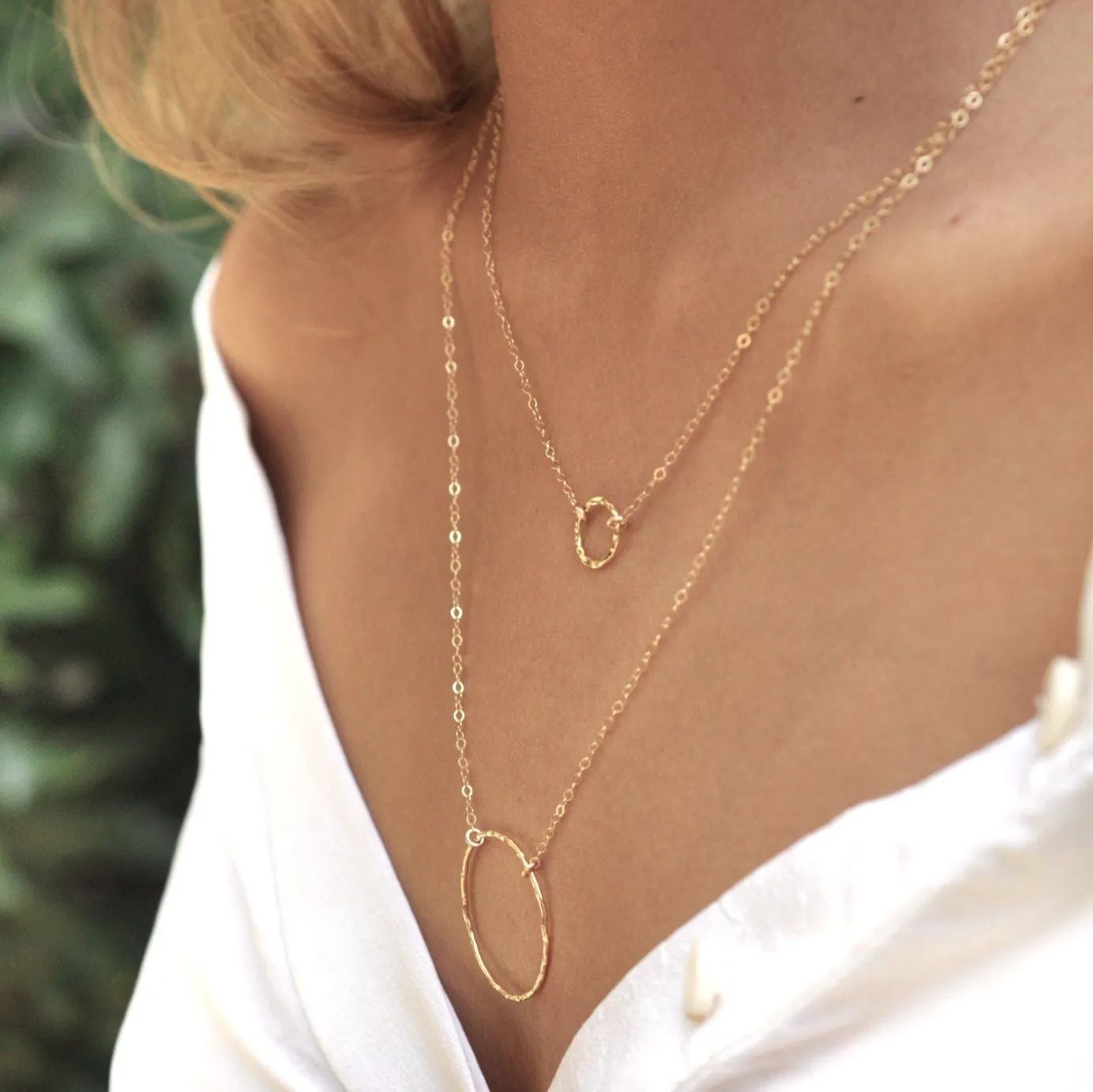 Circle Necklace In Hammered Texture