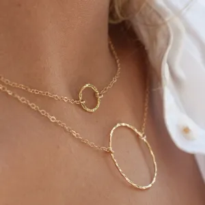 Circle Necklace In Hammered Texture