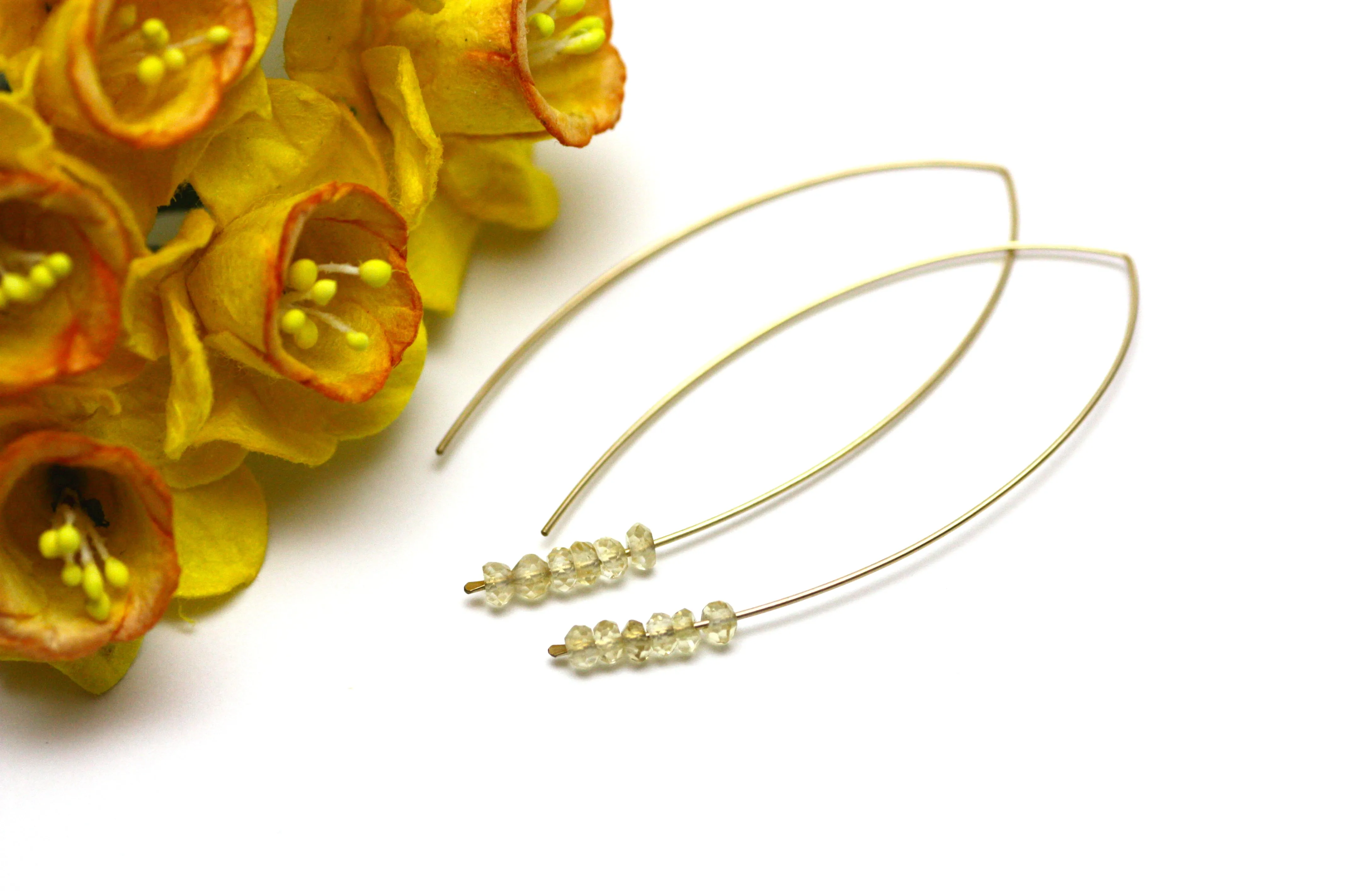 Citrine Marquise Earrings in Gold
