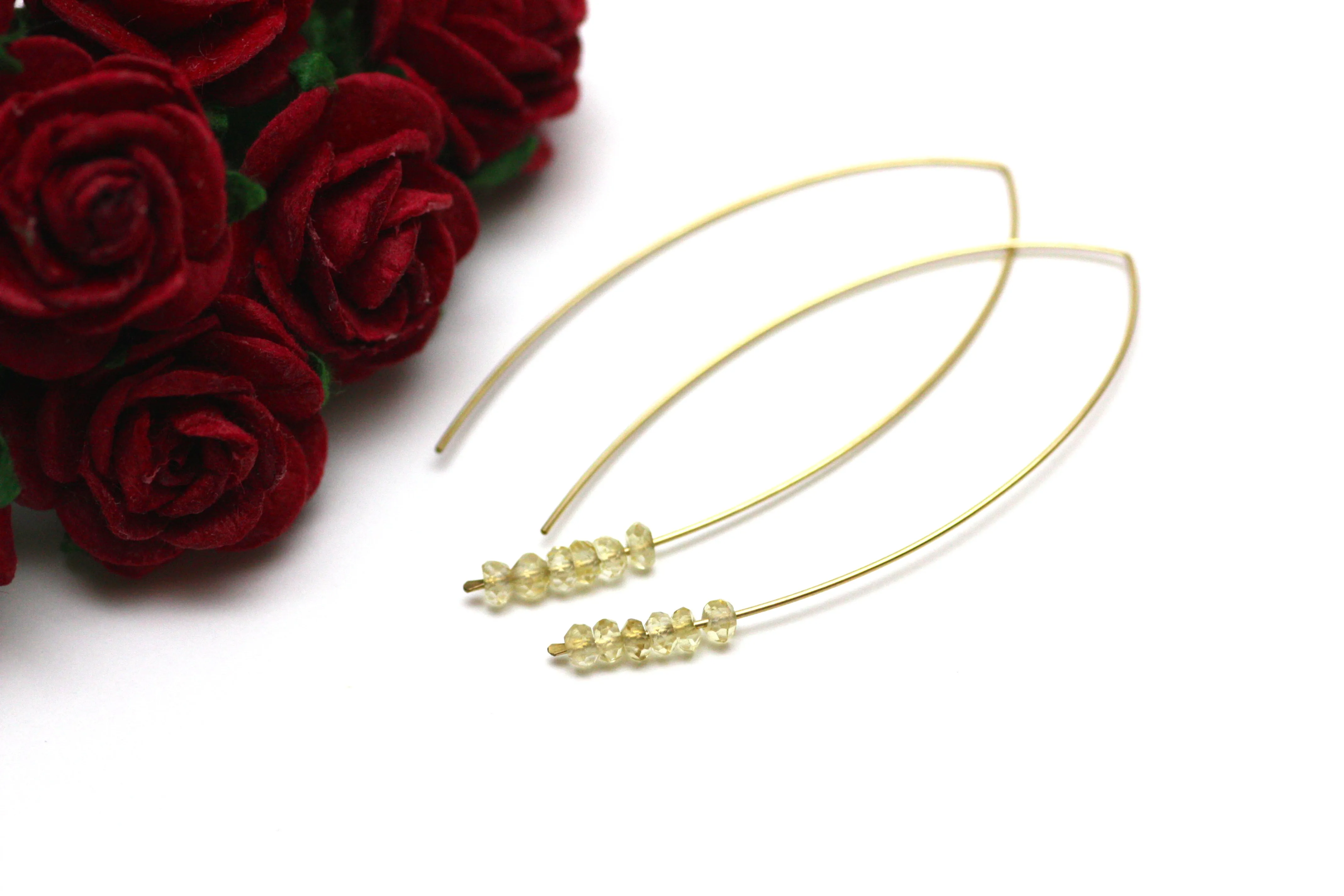 Citrine Marquise Earrings in Gold