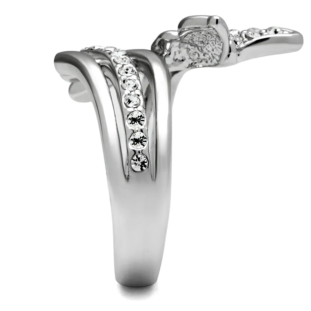 CJE2875 Stainless Steel  Clear AAA Grade CZ Butterfly Ring