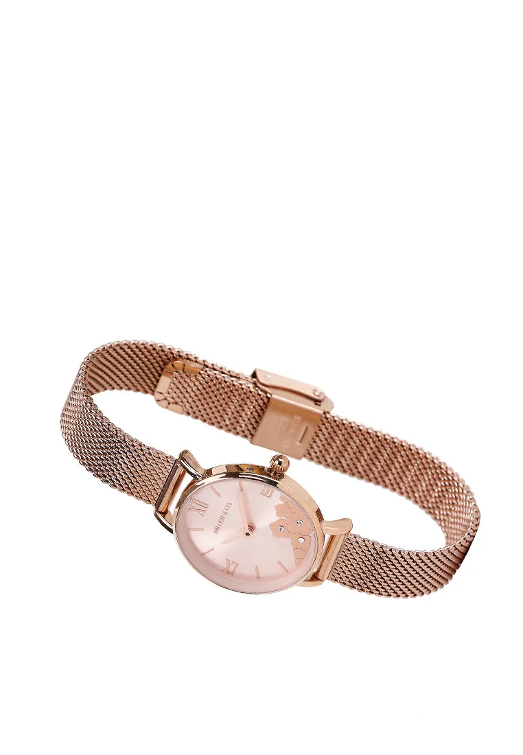 Claire Rose Gold Mesh Analog Watch (Salmon)