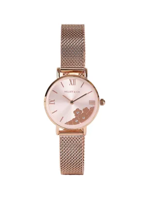 Claire Rose Gold Mesh Analog Watch (Salmon)