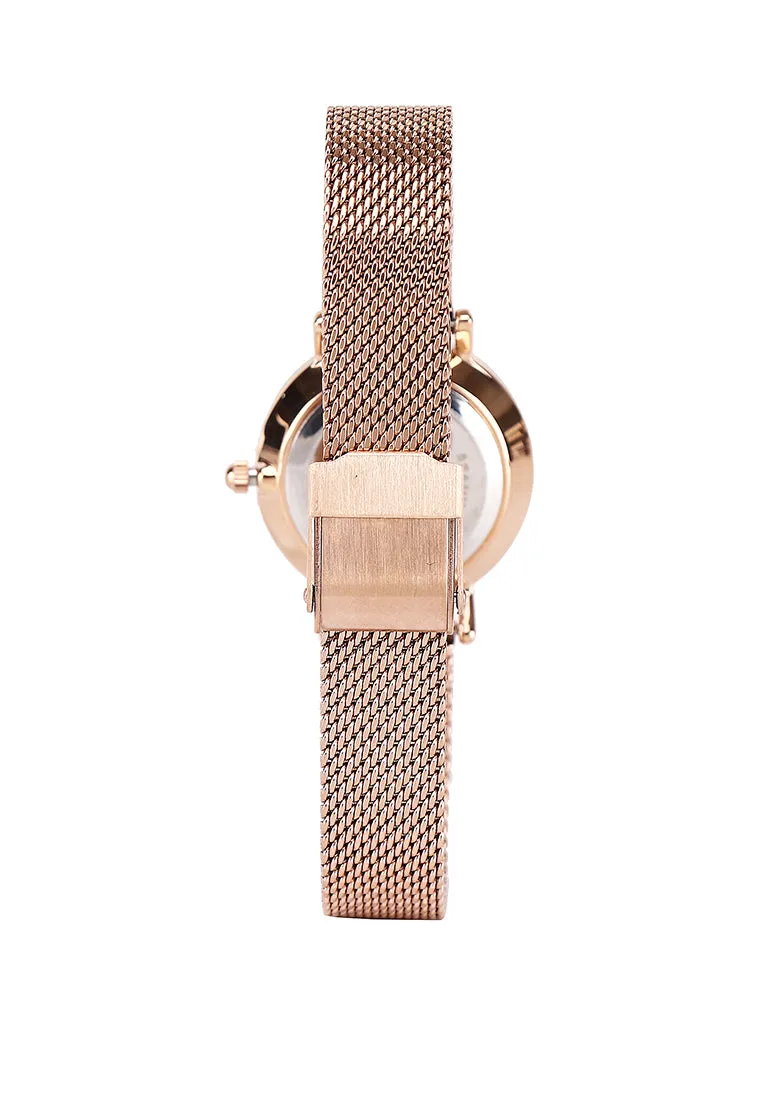 Claire Rose Gold Mesh Analog Watch (Salmon)