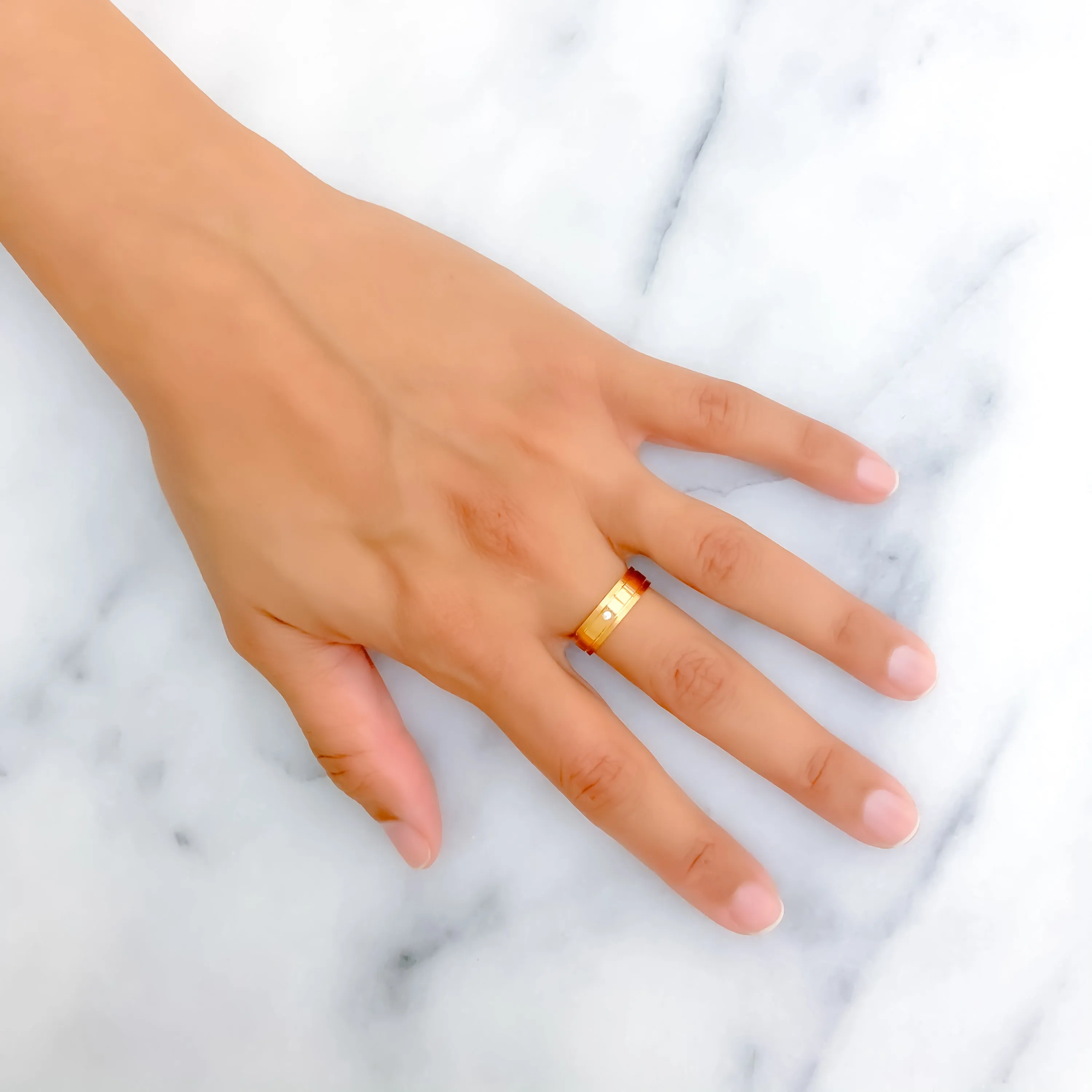 Classic Alluring 21k Gold CZ Band