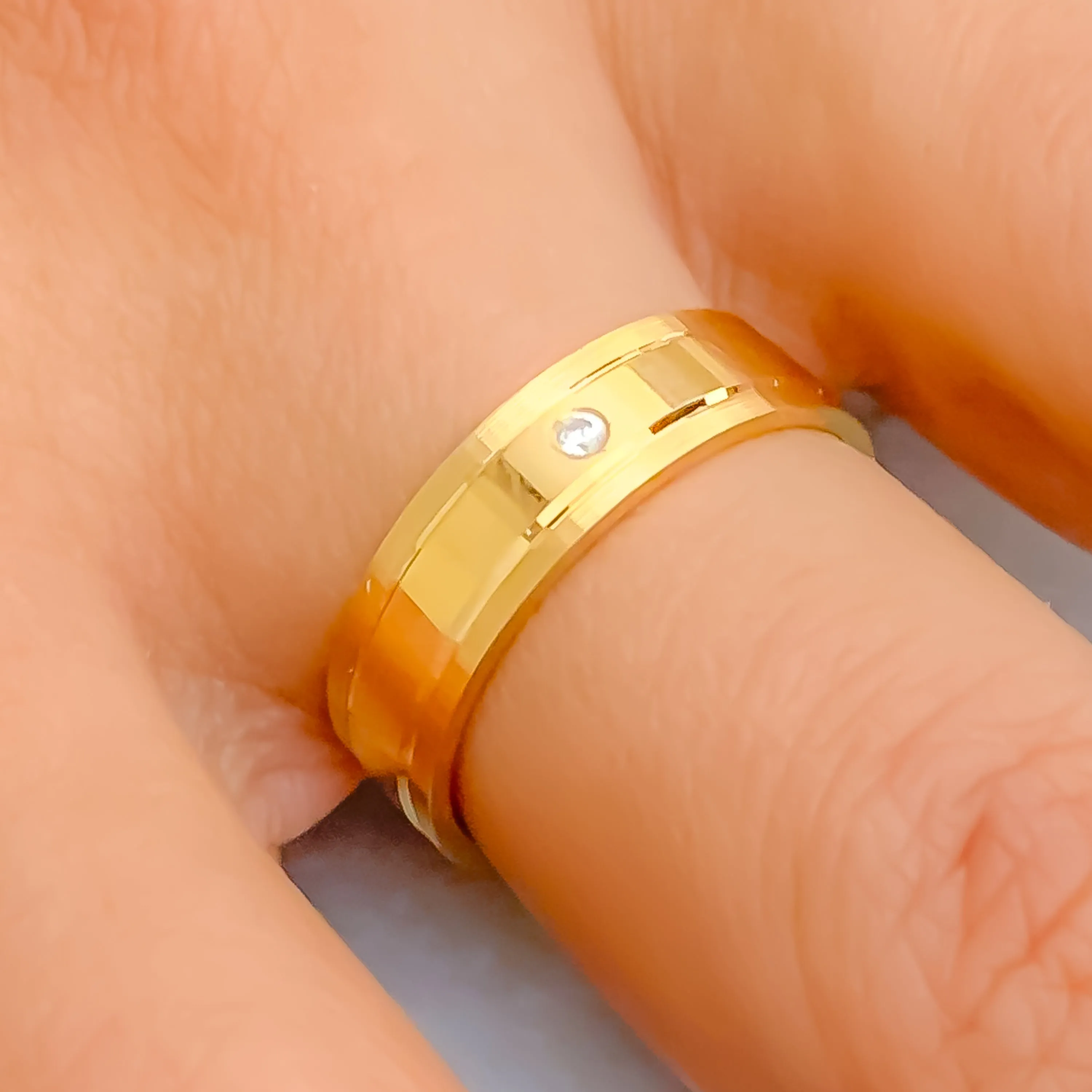 Classic Alluring 21k Gold CZ Band