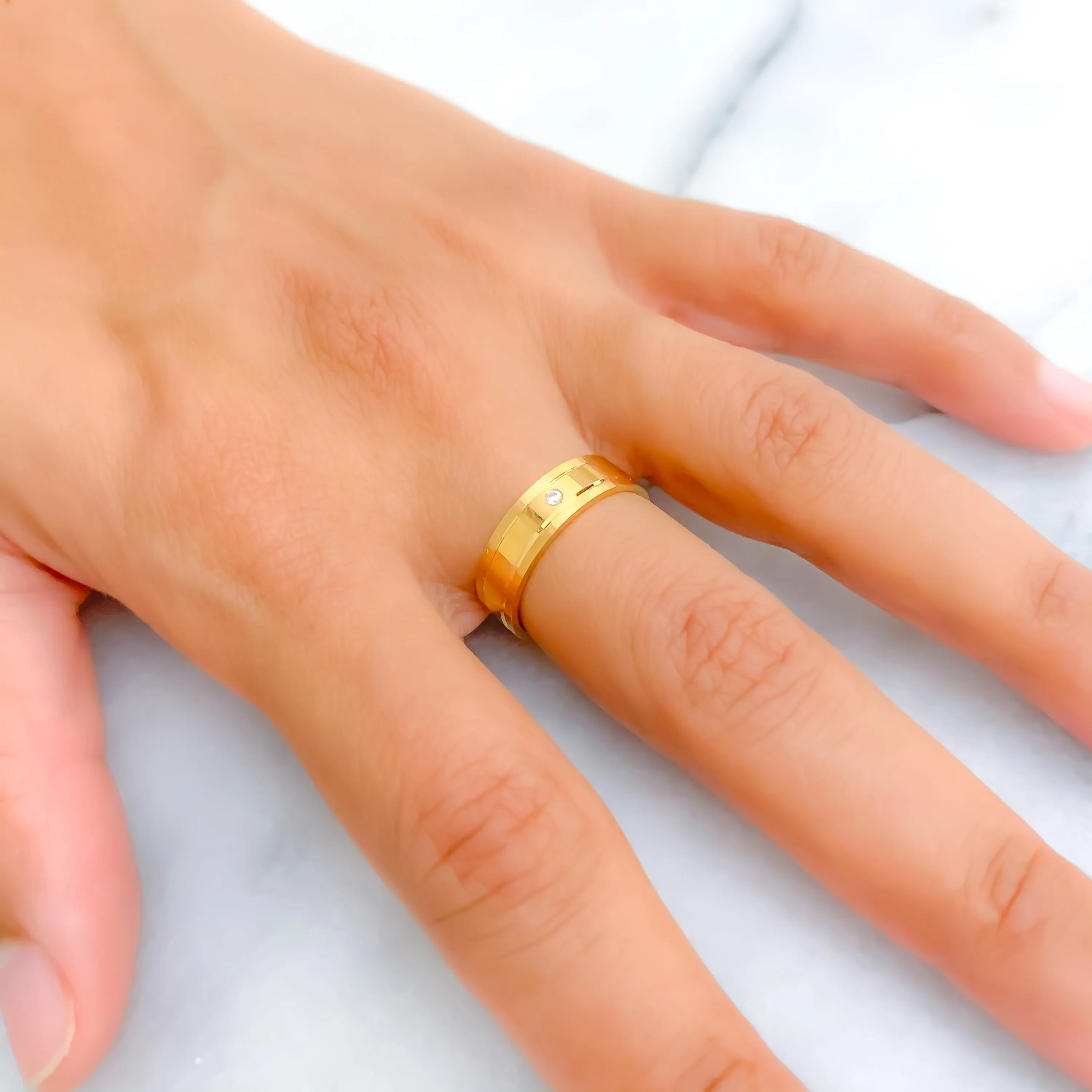 Classic Alluring 21k Gold CZ Band