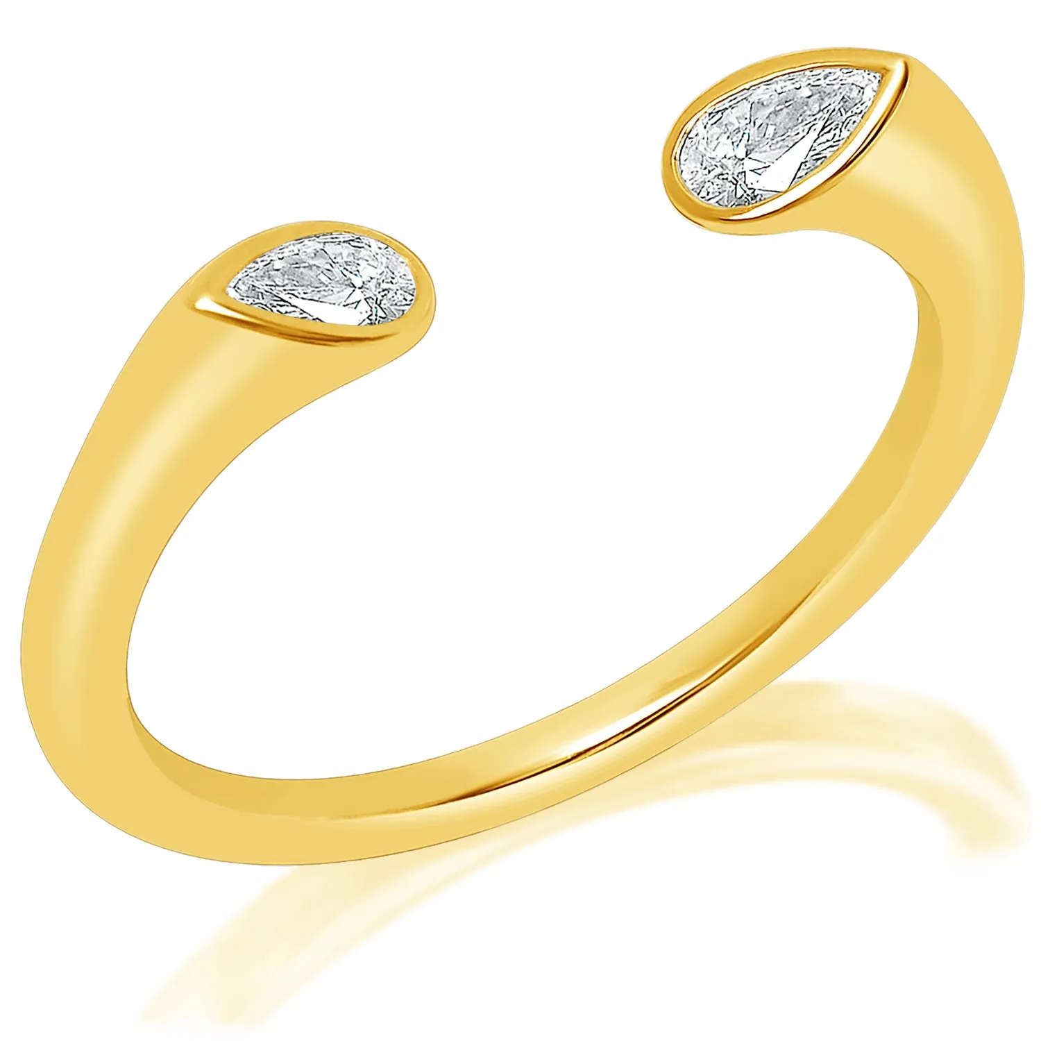 Classique Creations Stacking Open Ring with Pear Diamond Points