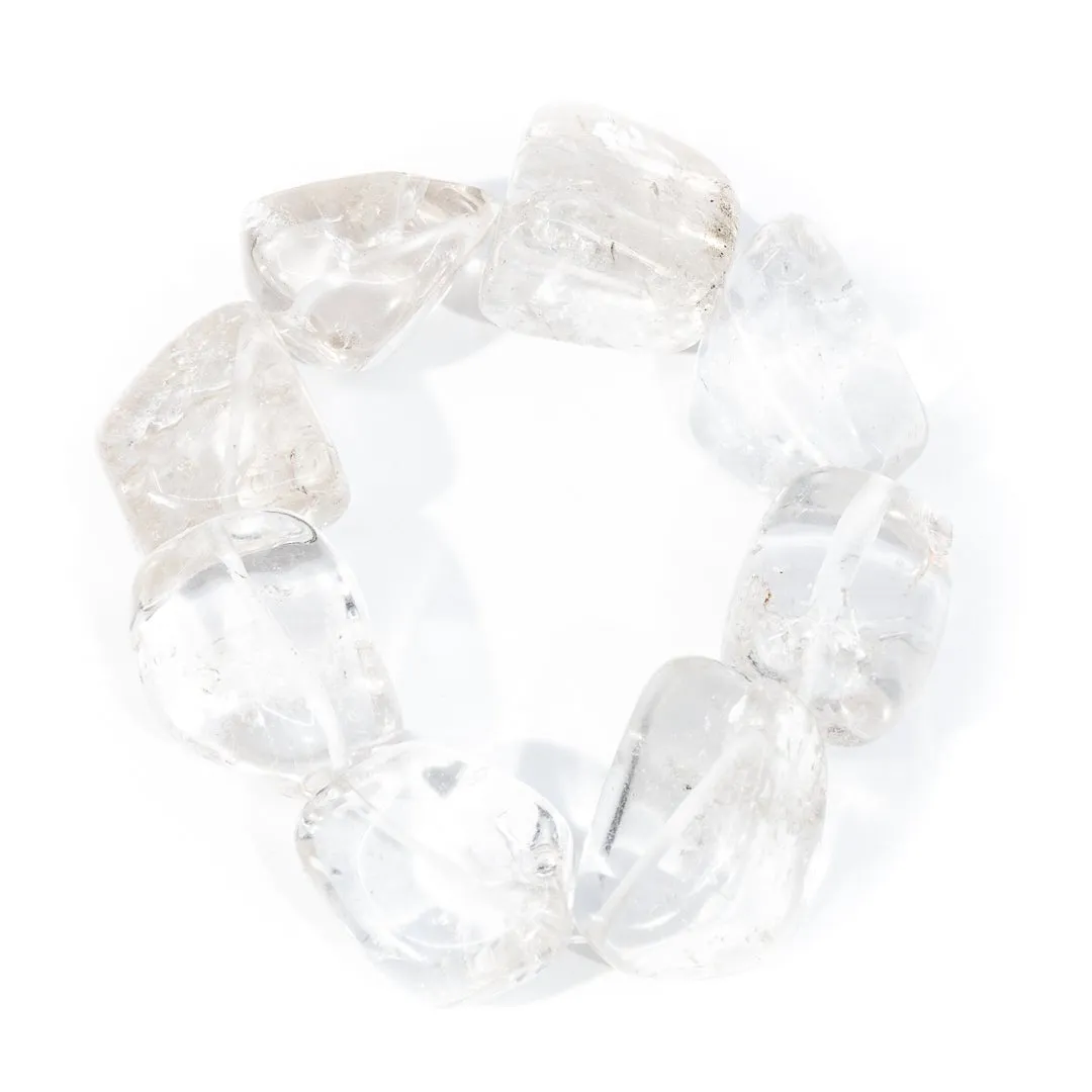 Clear Quartz Chunky Free Form Beaded Bracelet