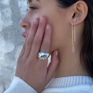 CLEAR SILVER THREADER EARRINGS