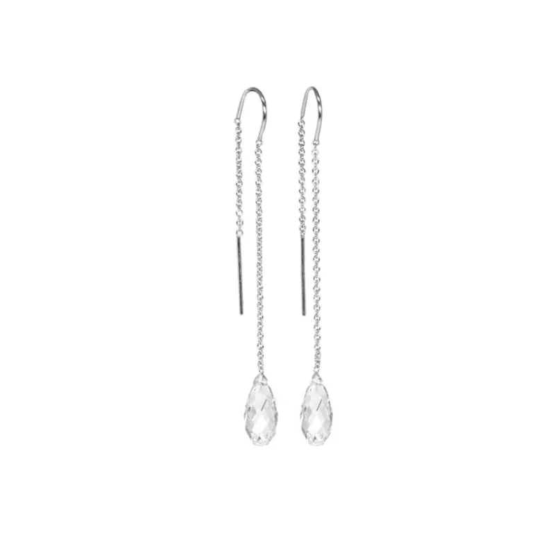 CLEAR SILVER THREADER EARRINGS