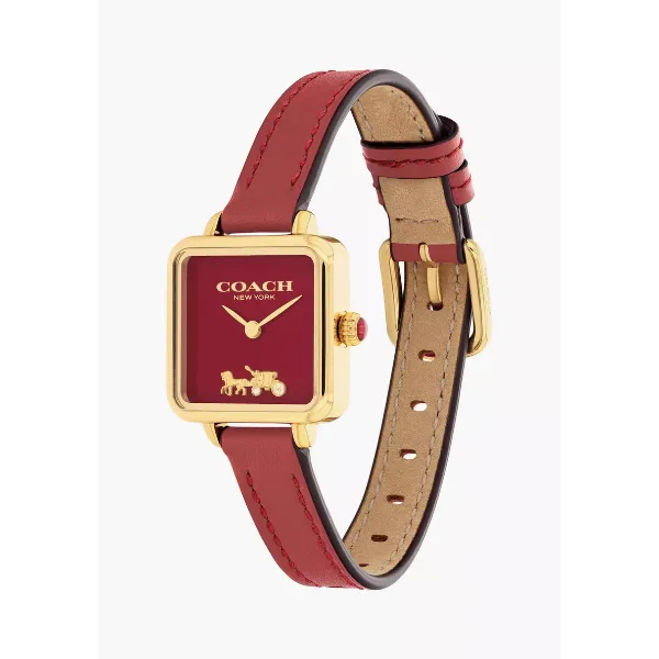 Coach Cass Red Leather Strap Red Dial Quartz Watch for Ladies - 14504226