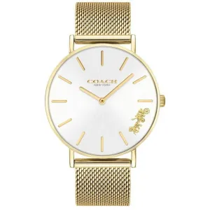 Coach Perry Gold Mesh Bracelet Silver Dial Quartz Watch for Ladies - 14503125