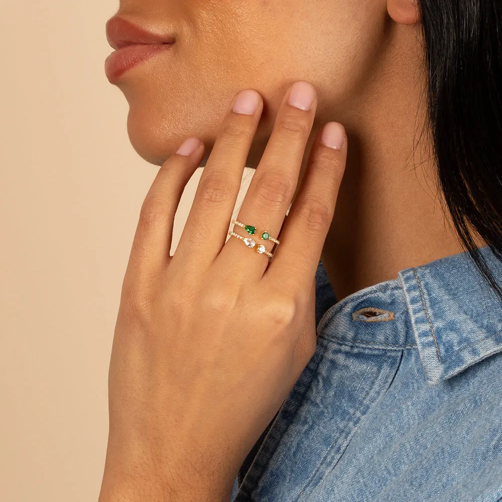 Colored Double Stone Open Ring